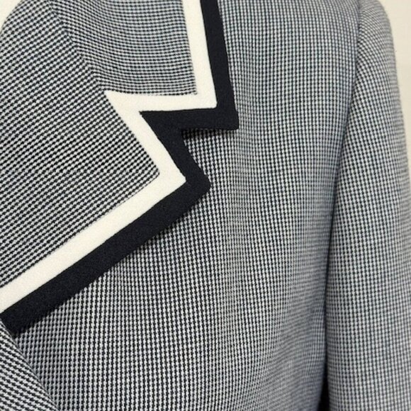 John Meyer of Norwich Blue White 2Pc Jacket Skirt Suit Set Mini Houndstooth 10P - Picture 2 of 8